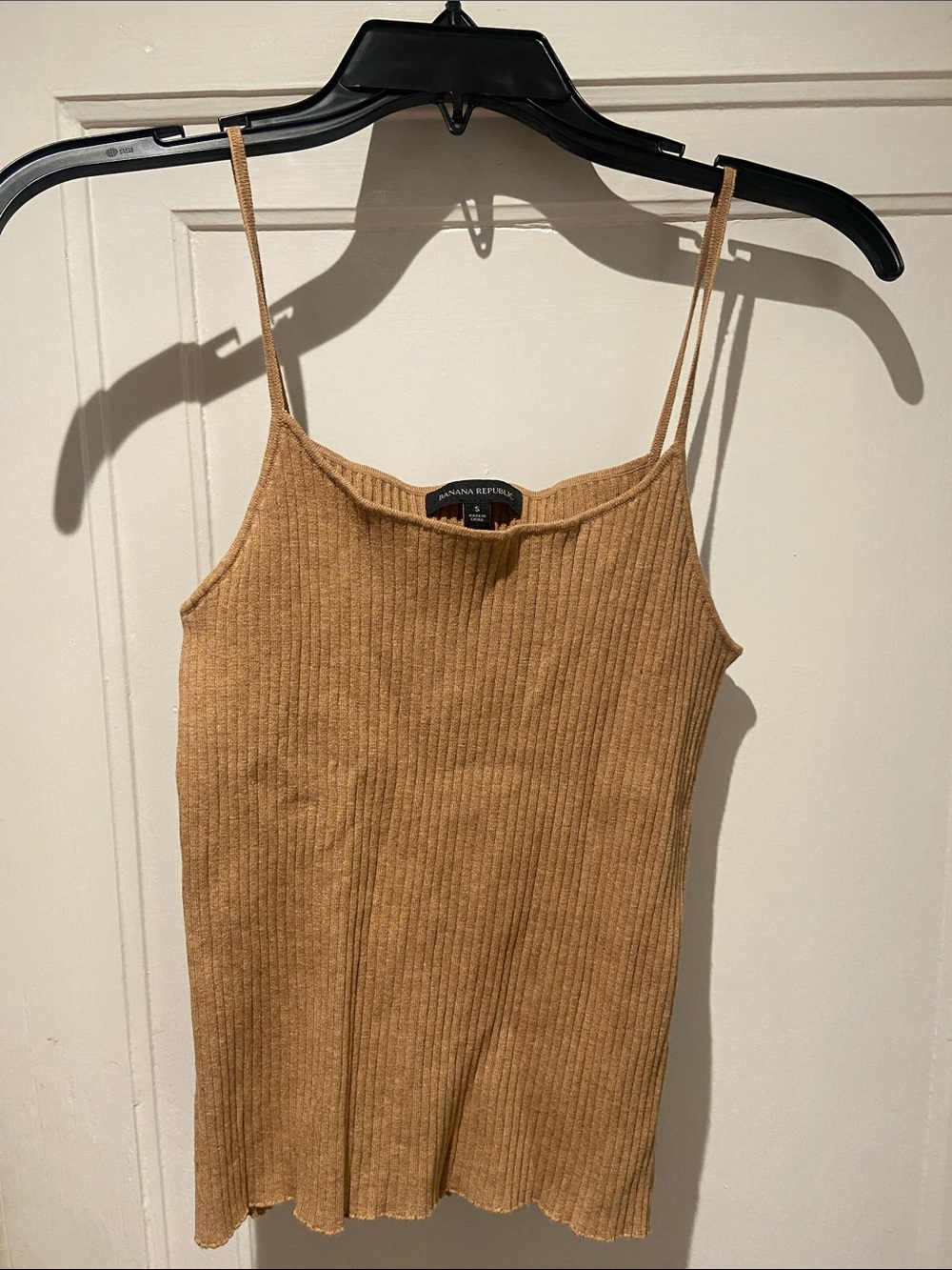 Banana Republic Camel Ribbed Spaghetti-Strap Tank
